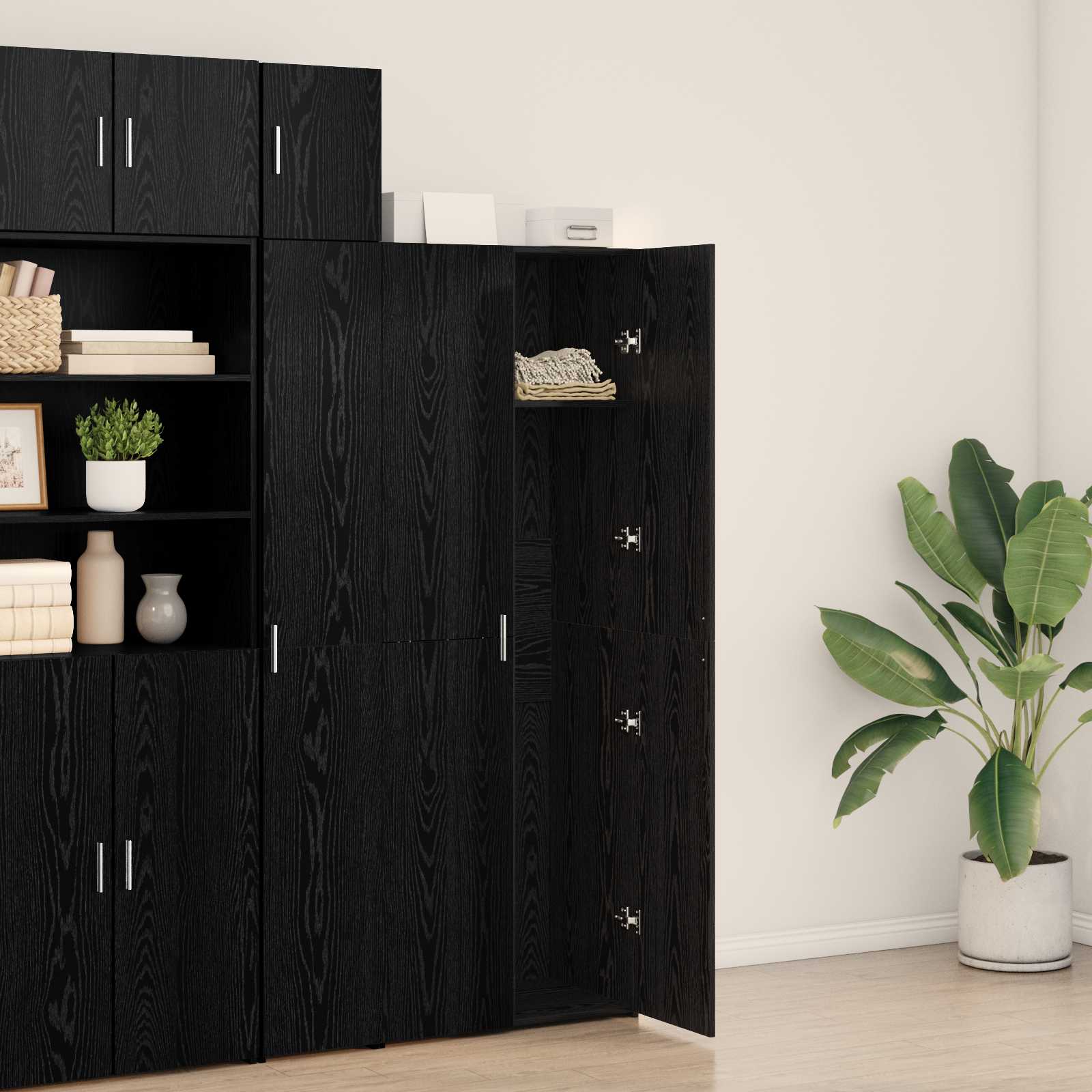 Highboard 2 pcs Schwarz Eichen-Optik 70 x 42,5 x 185 cm