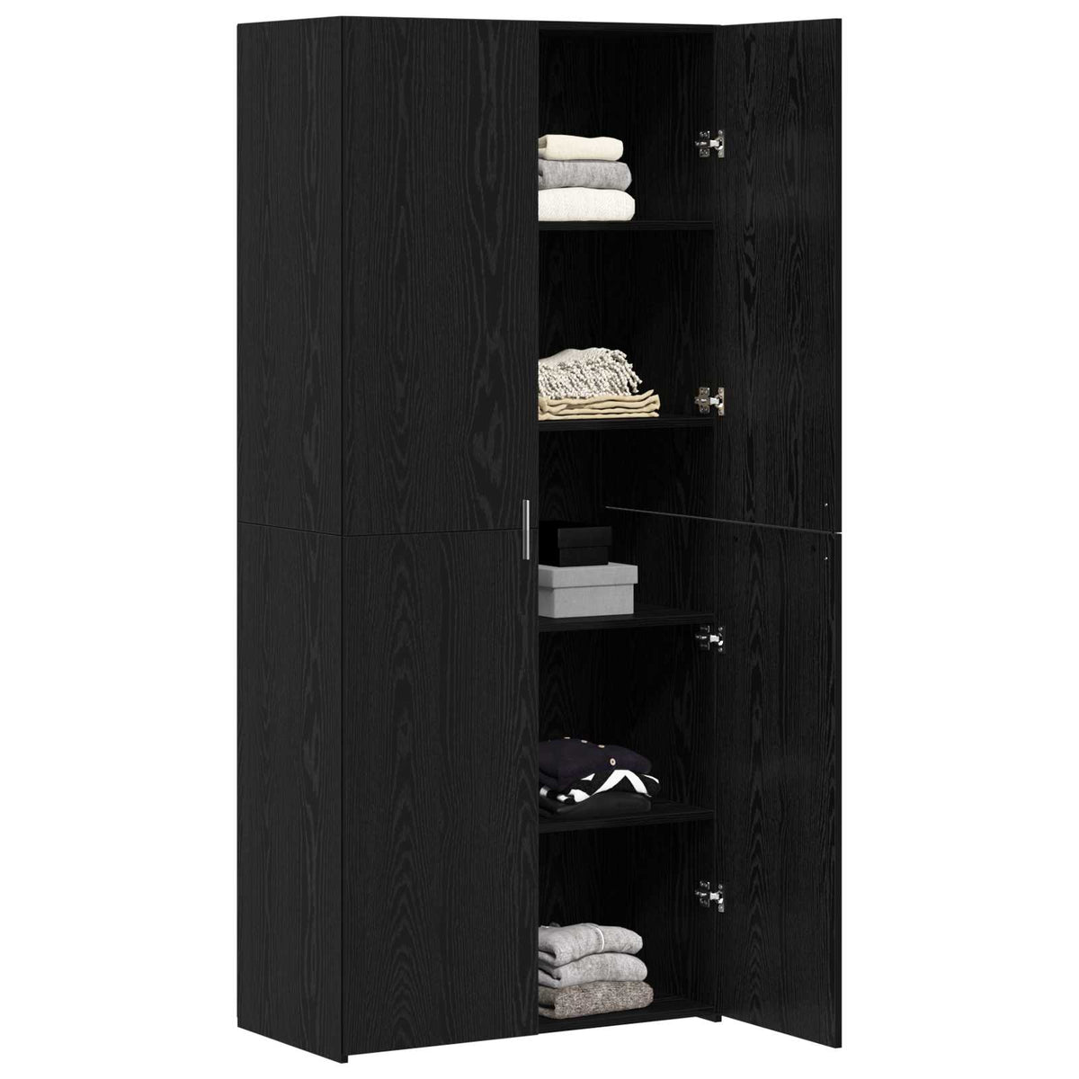 Highboard Schwarz Eichen-Optik 80 x 42 x 185 cm