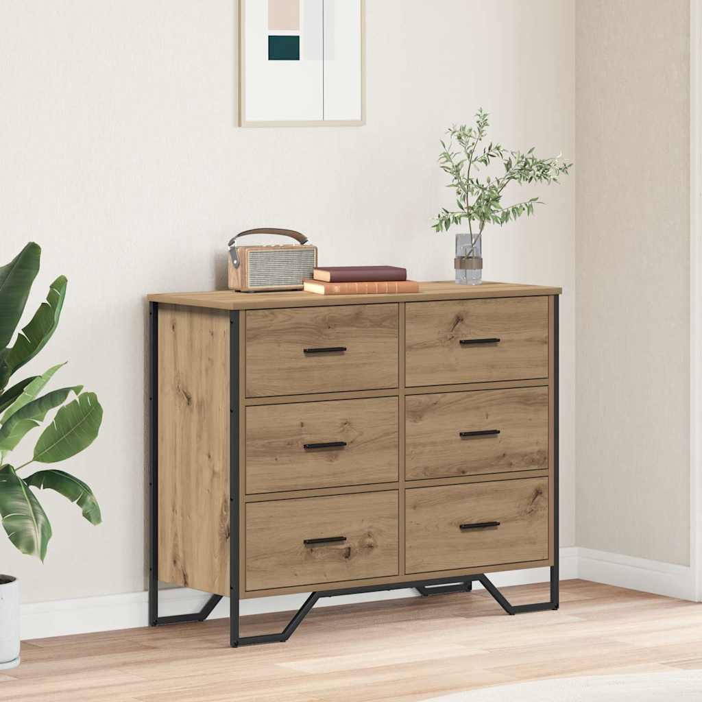 Kommode mit Schubladen 2 pcs Artisan-Eiche 91 x 35,5 x 74,5 cm