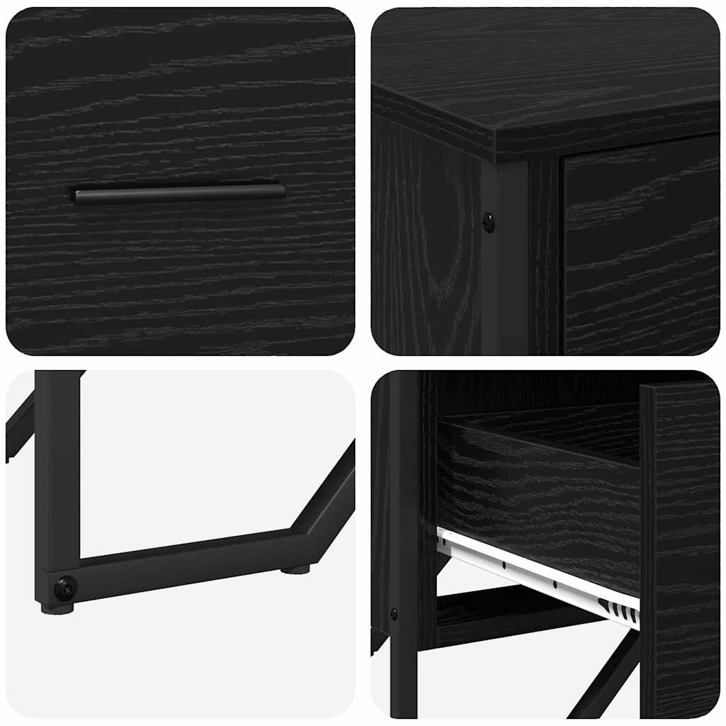 Kommode 2 pcs Schwarz Eichen-Optik 91 x 35,5 x 74,5 cm