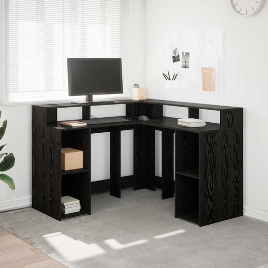 Bureau en chêne noir 130x130x91 cm matériau bois