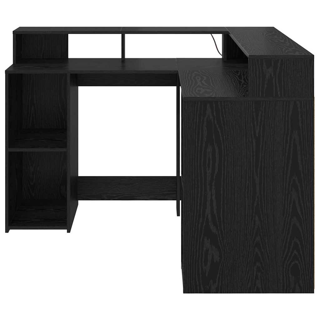 Schreibtisch Schwarz Eichen-Optik Holzwerkstoff