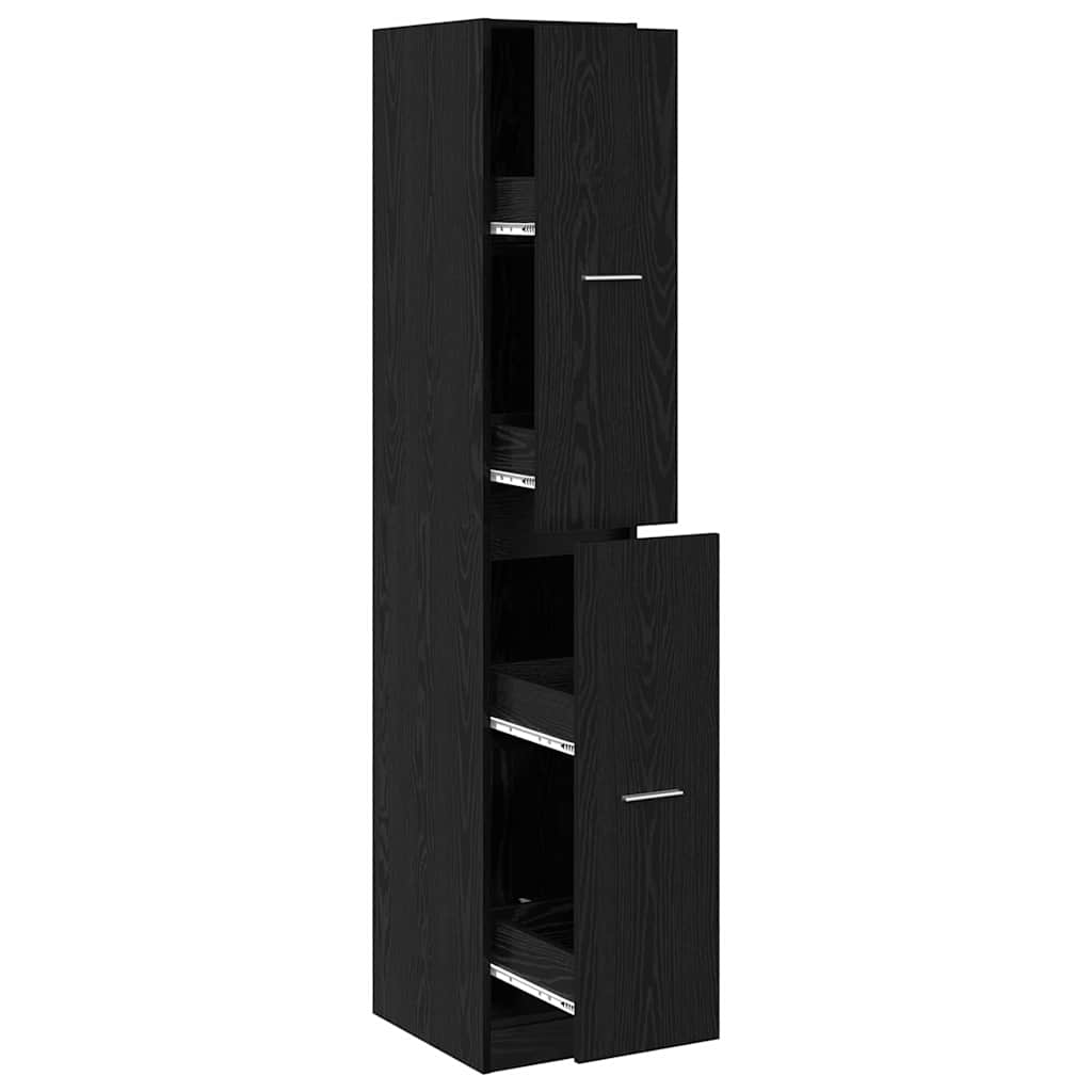 Apothekerschrank Schwarz Eichen-Optik 30 x 41 x 174.5 cm
