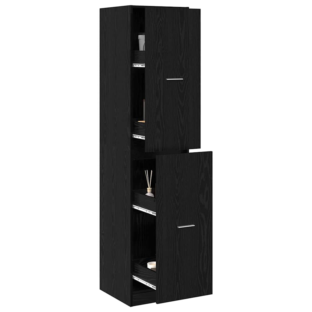 Apothekerschrank Schwarz Eichen-Optik 40 x 41 x 174.5 cm