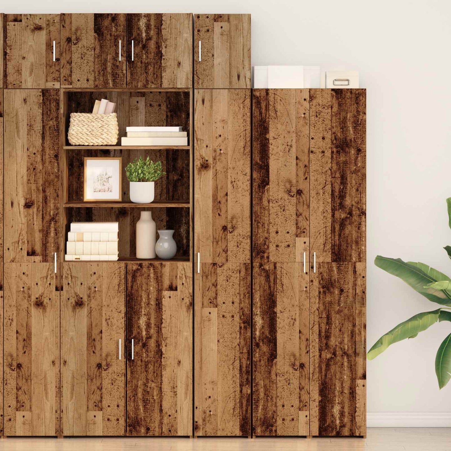 Lagerschrank mit Regalen Altholz 30 x 42,5 x 225 cm