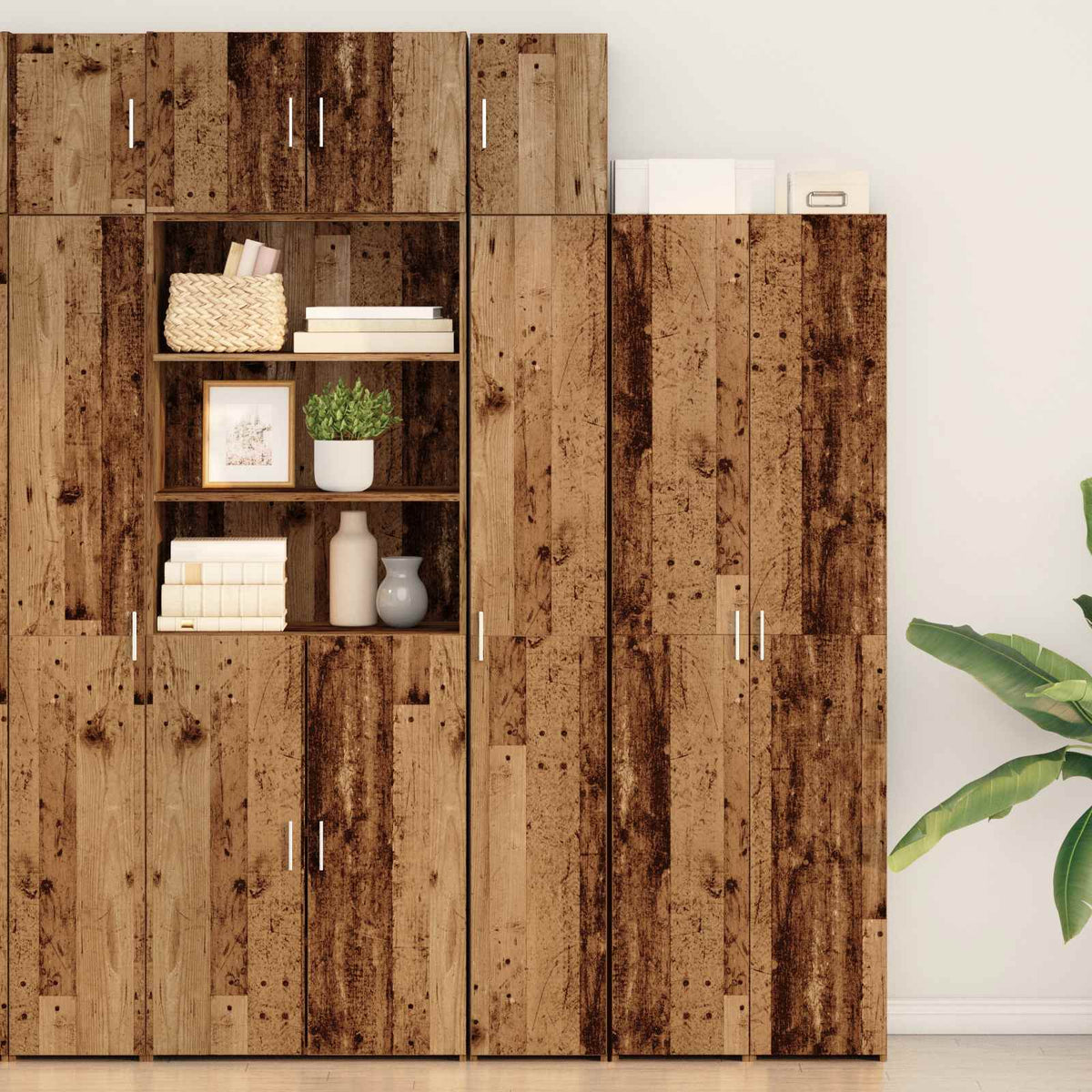 Lagerschrank mit Regalen Altholz 30 x 42,5 x 225 cm