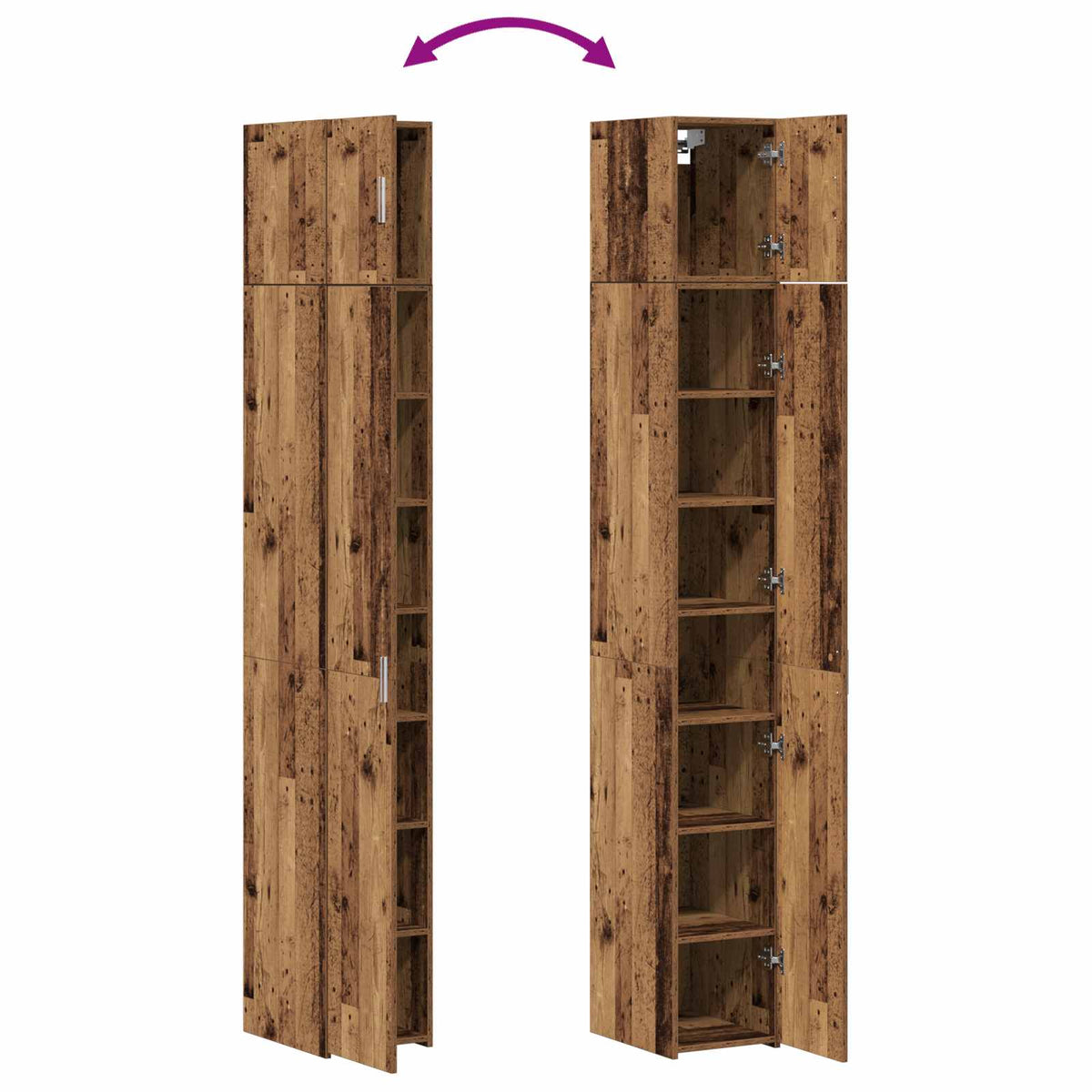 Lagerschrank mit Regalen Altholz 30 x 42,5 x 225 cm