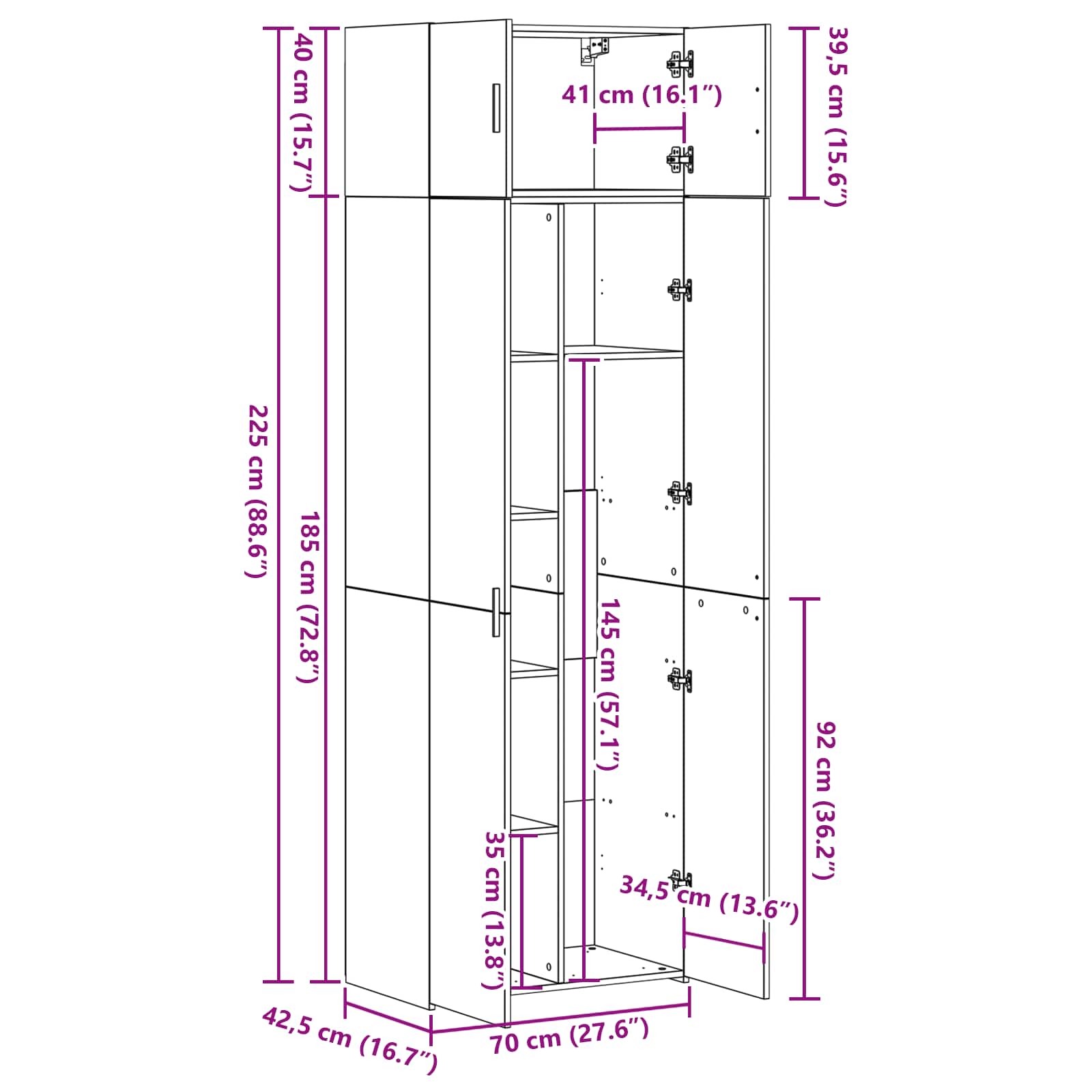 Aufbewahrungsschrank 3 pcs Altholz