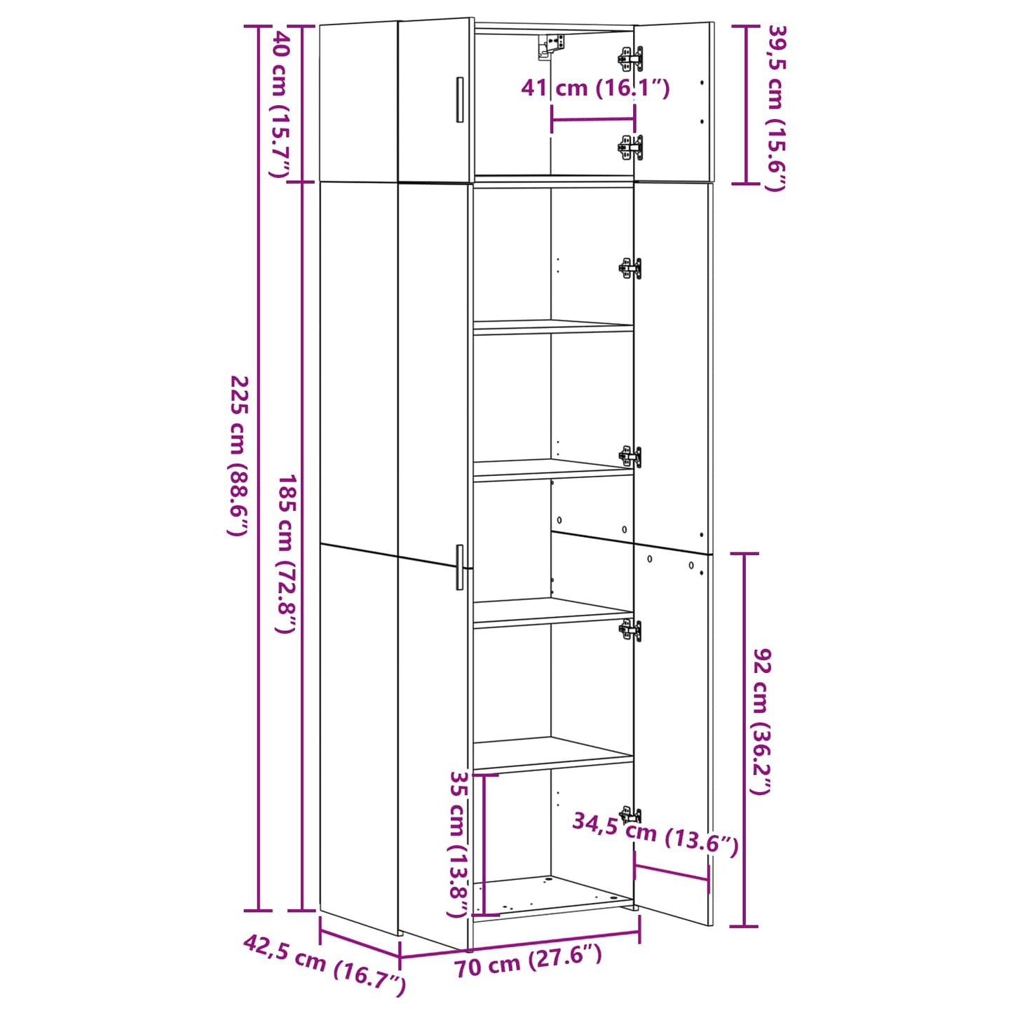 Aufbewahrungsschrank 3 pcs Altholz