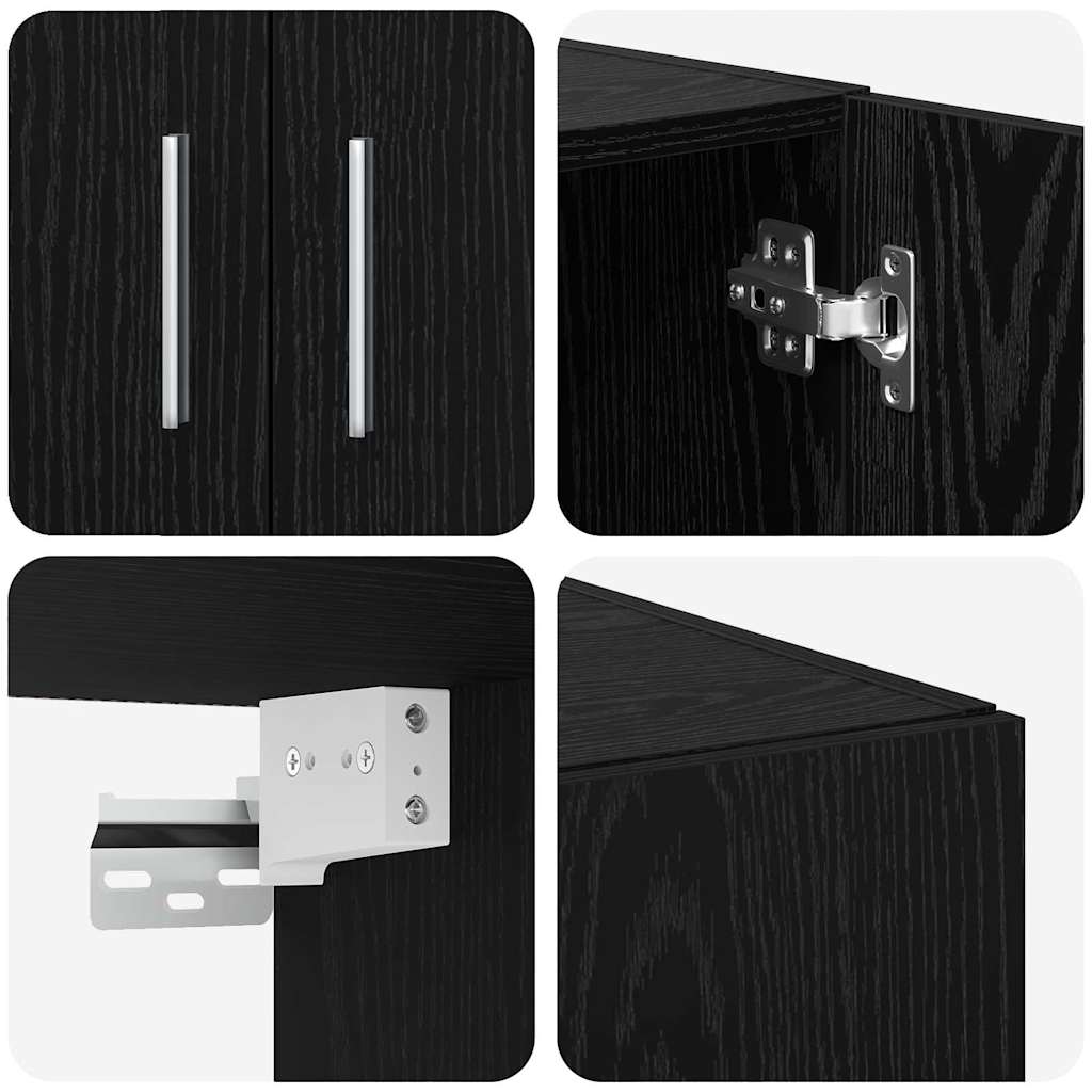 Aufbewahrungsschrank 3 pcs Schwarz Eichen-Optik