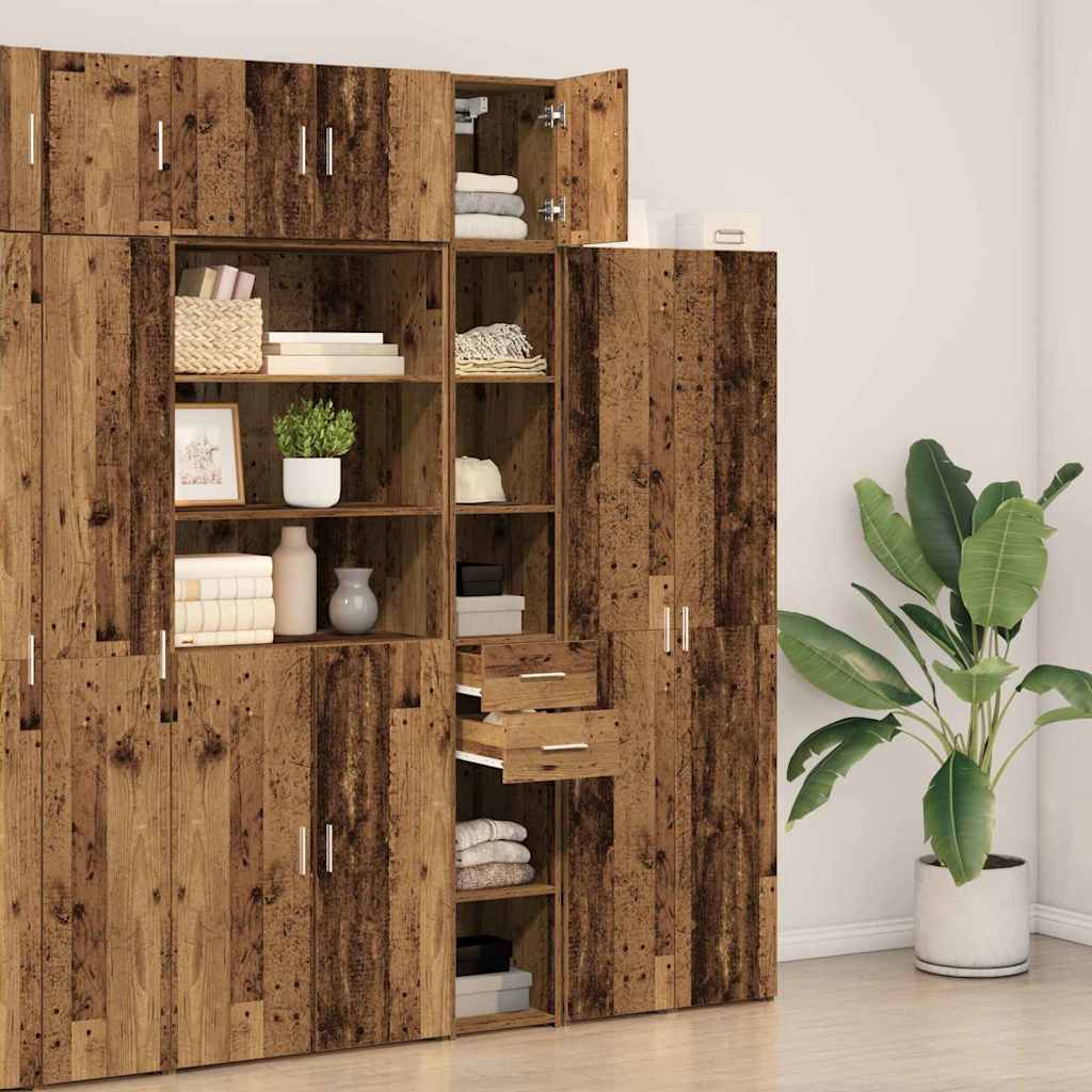 Aufbewahrungsschrank 2 stk. Altholz 30 x 42,5 x 225 cm