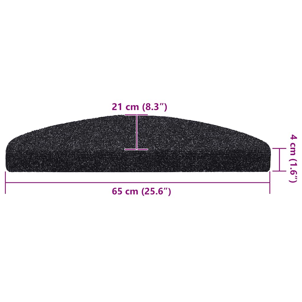 Stufenmatten Selbstklebend 30 Stk. 65x21x4 cm Schwarz Halbrund Groß