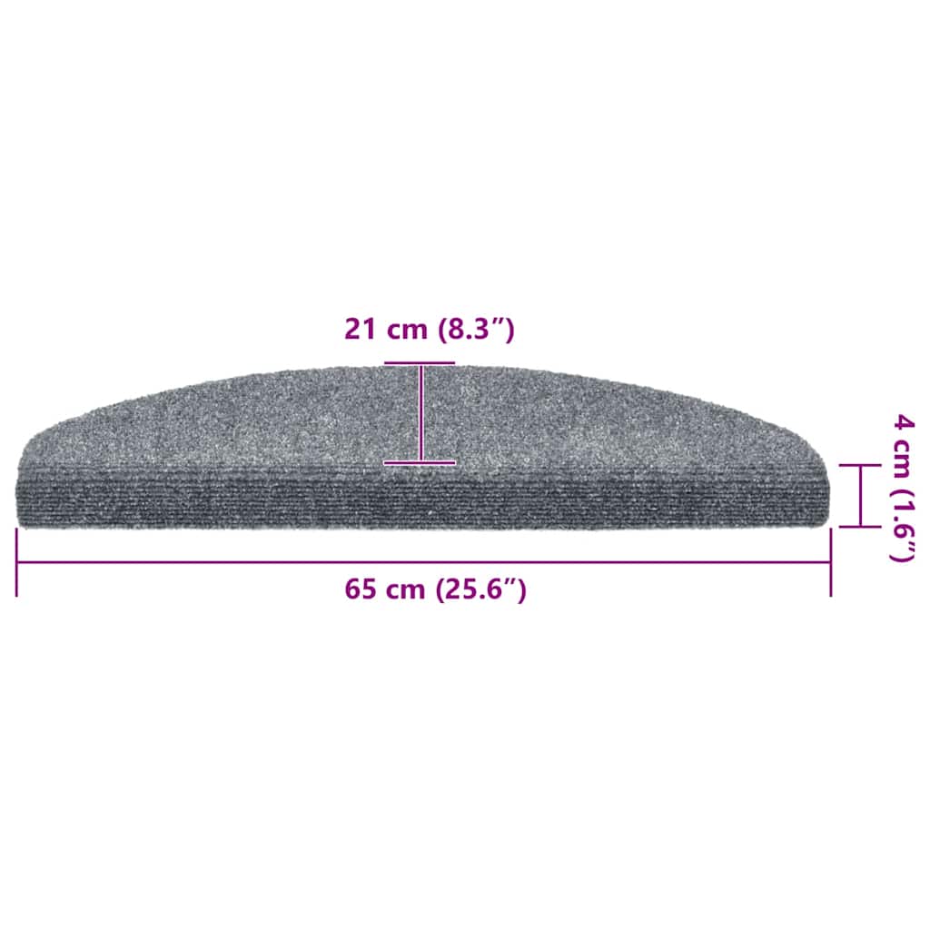 Stufenmatten Selbstklebend 30 Stk. 65x21x4 cm Hellgrau Halbrund Groß