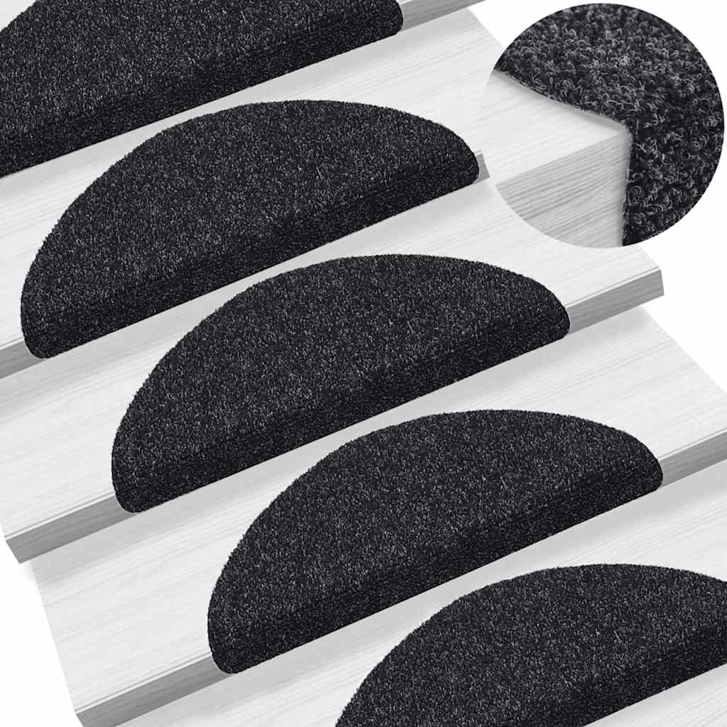 Stufenmatten Selbstklebend 30 Stk. 56x17x3 cm Schwarz Halbrund
