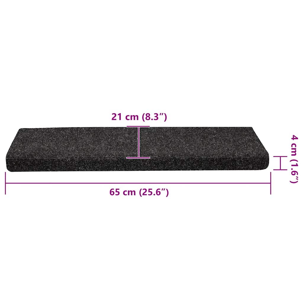 Stufenmatten Selbstklebend 30 Stk. 65x21x4 cm Schwarz