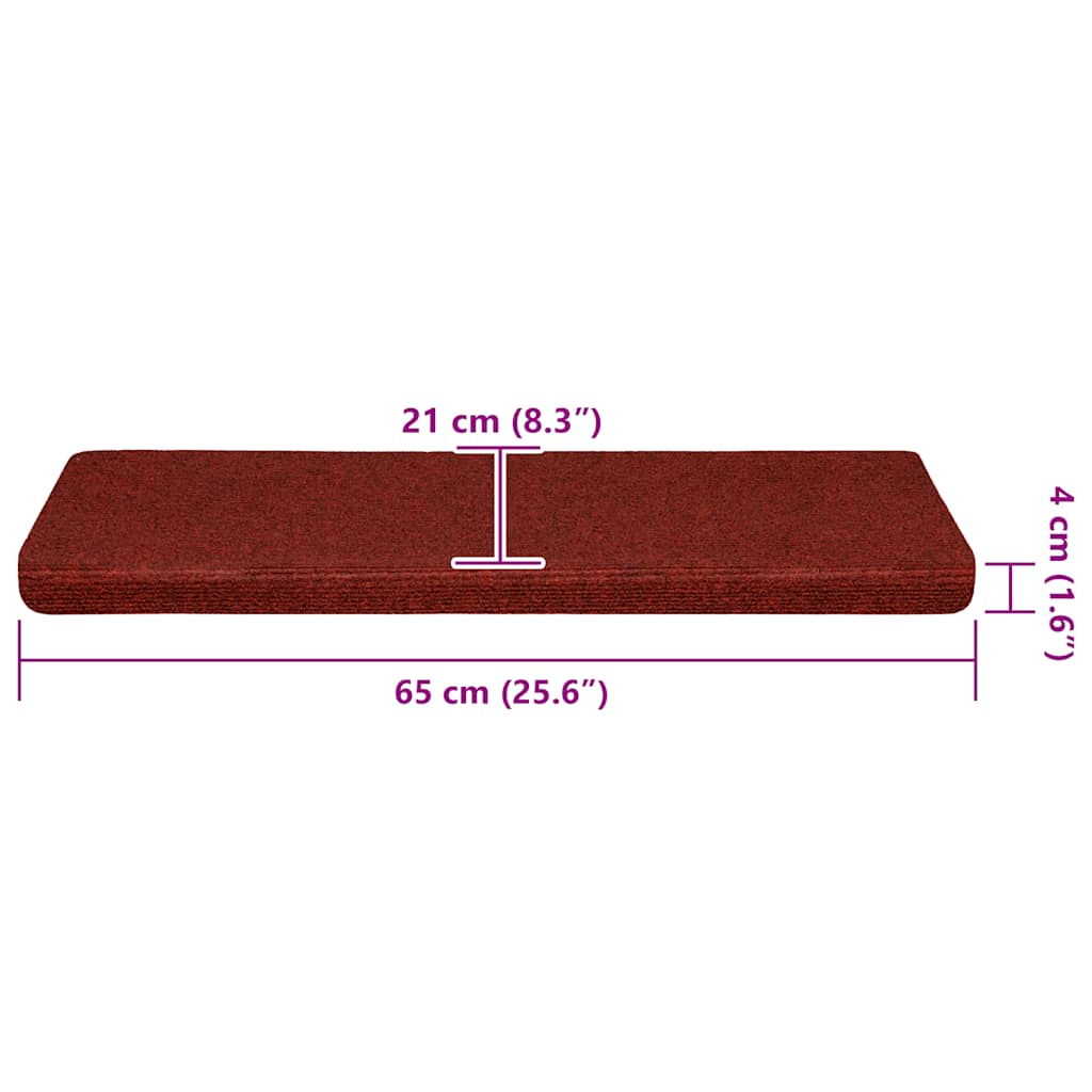 Stufenmatten Selbstklebend 30 Stk. 65x21x4 cm Bordeauxrot