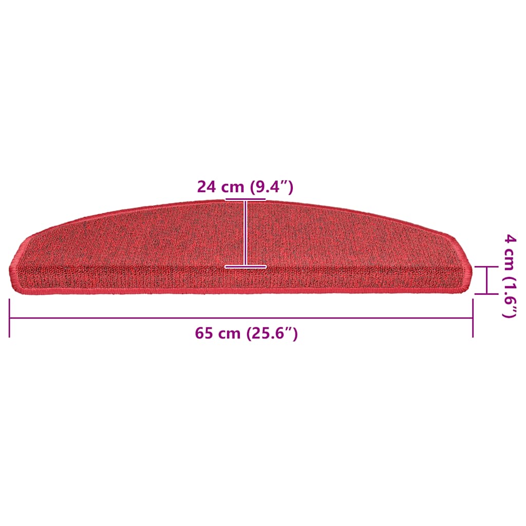 Stufenmatten 30 Stk. 65x24x4 cm Rot Halbrund Groß