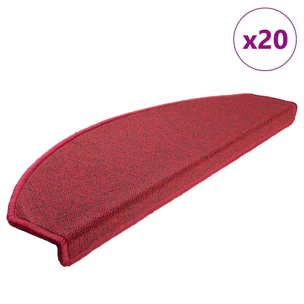 Tapis d'escalier 20 pièces Bordeaux rouge 65x24x4 cm