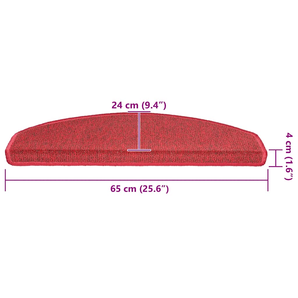 Tapis d'escalier 20 pièces Bordeaux rouge 65x24x4 cm