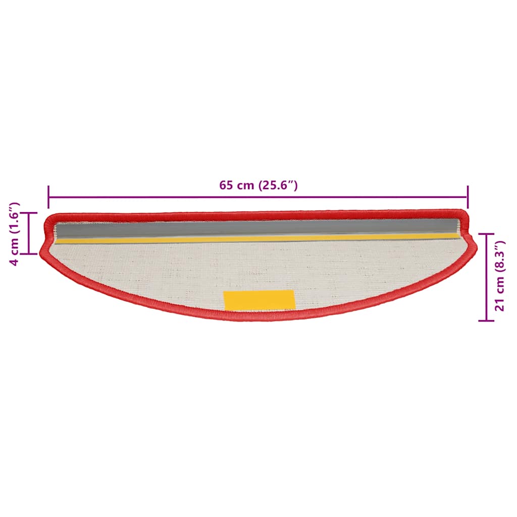 Stufenmatten 30 Stk. 65x21x4 cm Rot Halbrund Groß