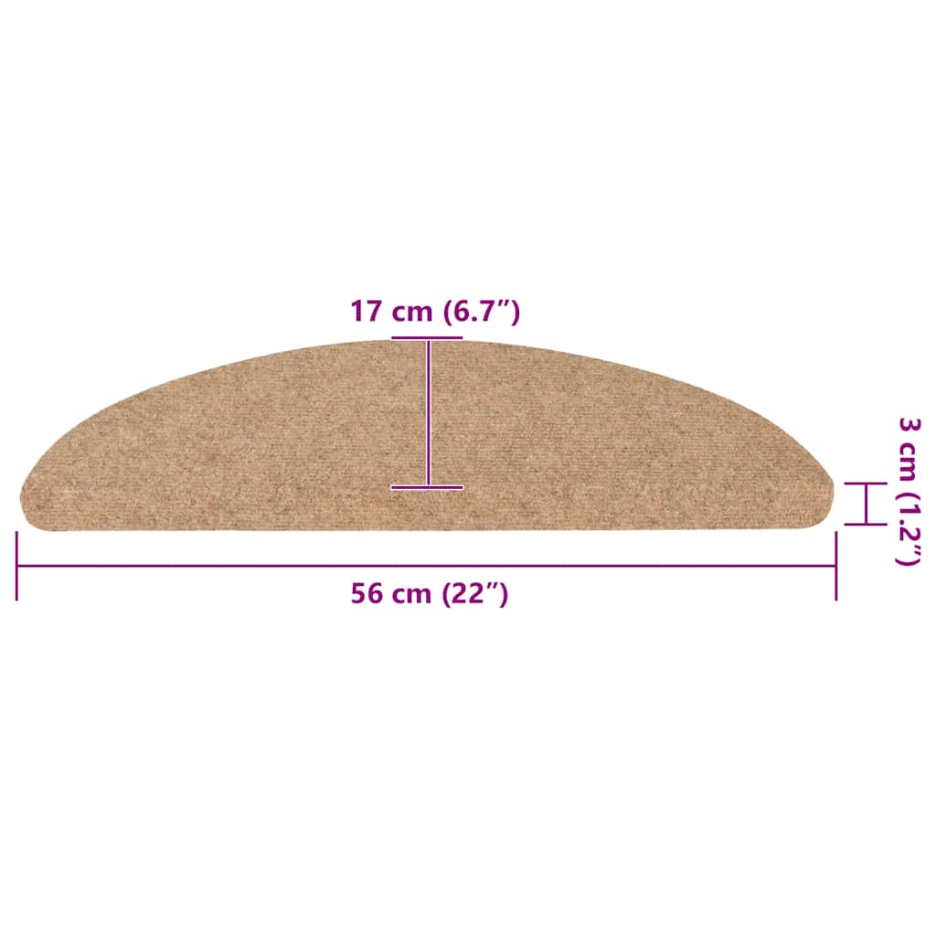 Stufenmatten Selbstklebend 30 Stk. Beige 56x17x3 cm