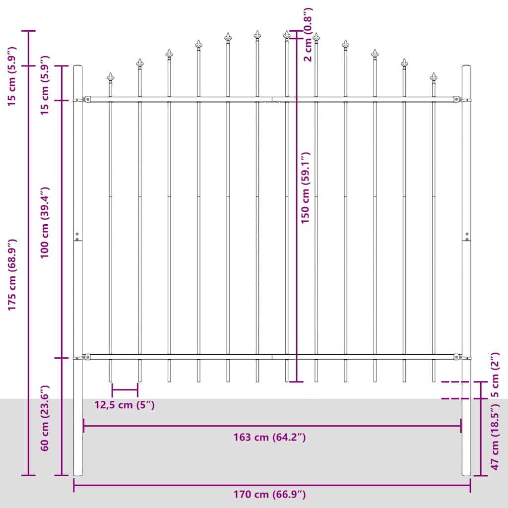 Gartenzaun WOERDEN 2 stk. 170 x 190 cm Grau