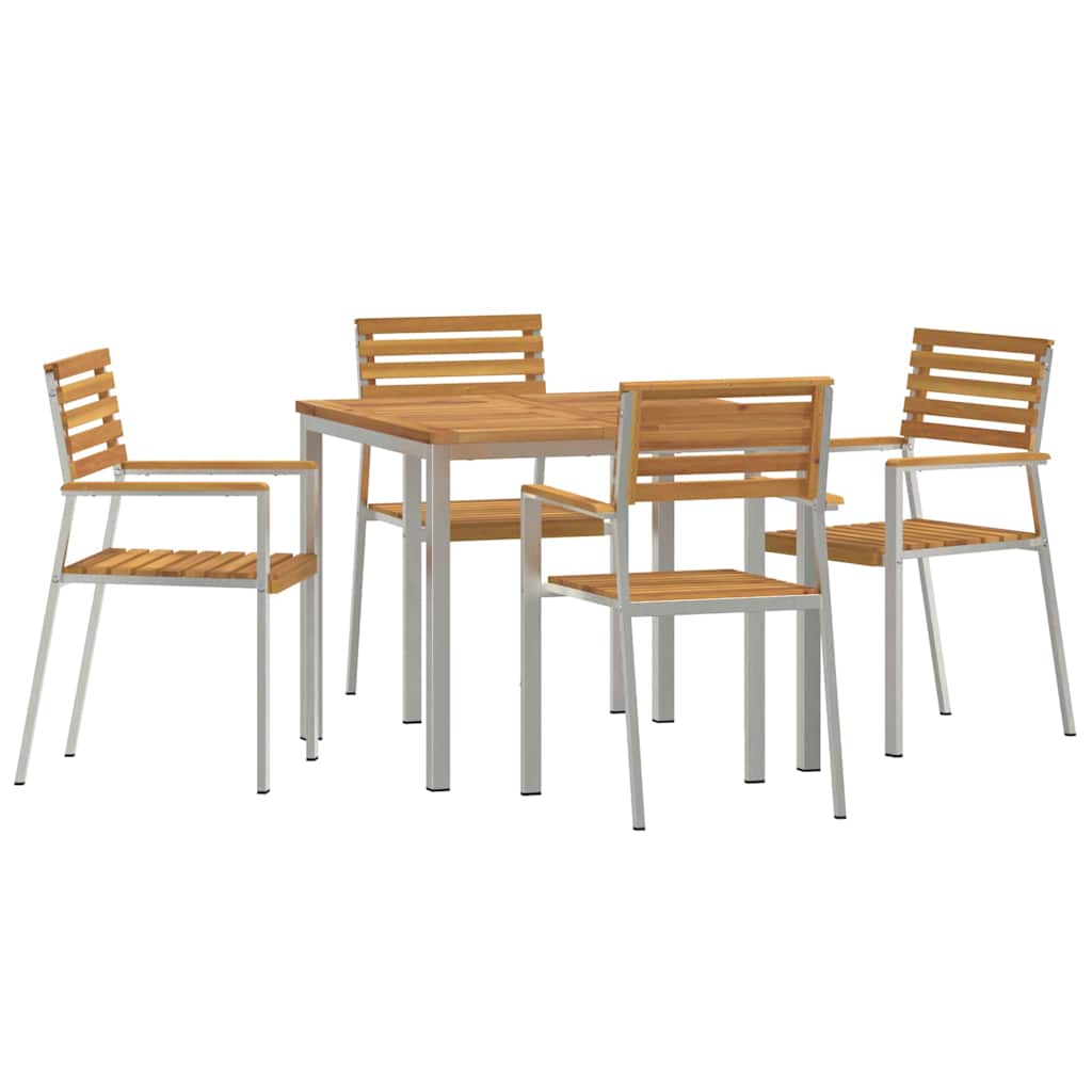Garten Essgruppe 5 stk. Massives Akazienholz und Edelstahl