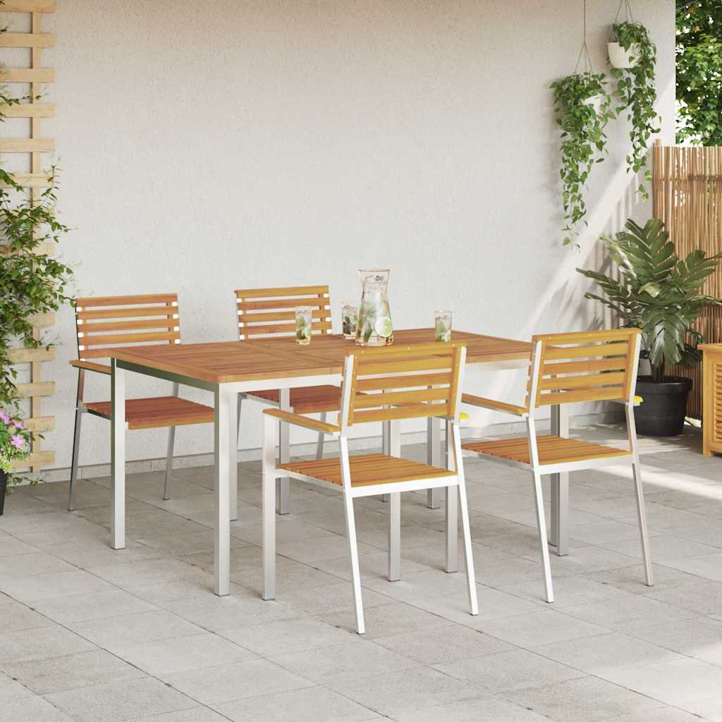Garten Essgruppe 5 pcs Massives Akazienholz und Edelstahl