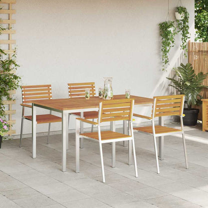 Garten Essgruppe 5 stk. Massives Akazienholz und Edelstahl