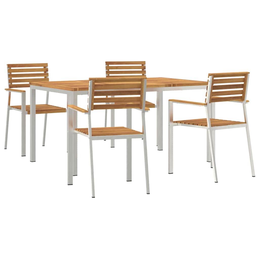 Garten Essgruppe 5 pcs Massives Akazienholz und Edelstahl