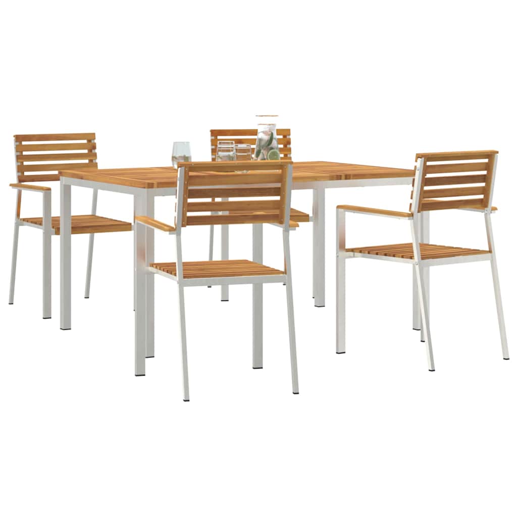 Garten Essgruppe 5 pcs Massives Akazienholz und Edelstahl