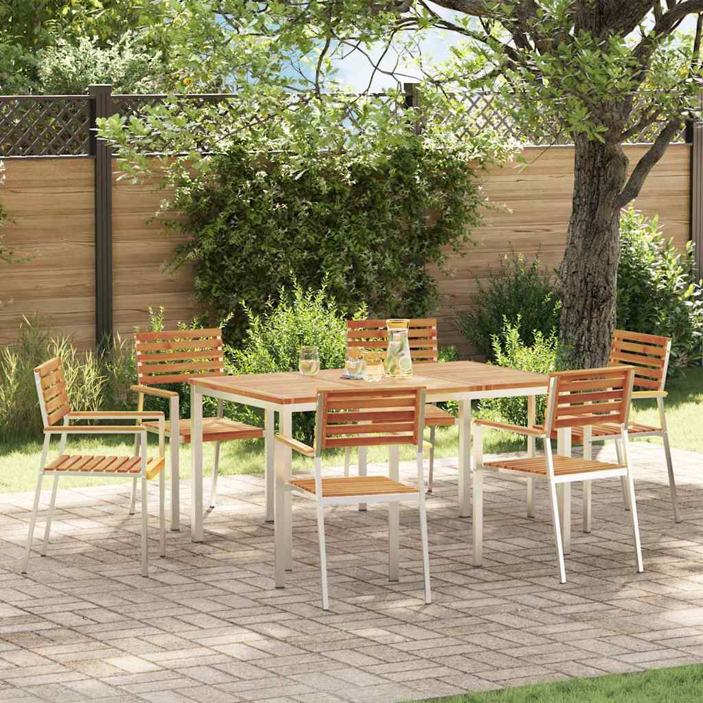 Garten Essgruppe 7 pcs Massives Akazienholz und Edelstahl