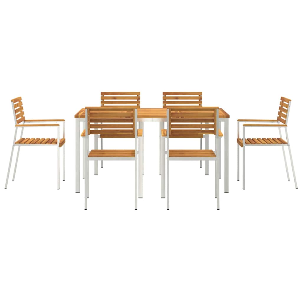 Garten Essgruppe 7 pcs Massives Akazienholz und Edelstahl