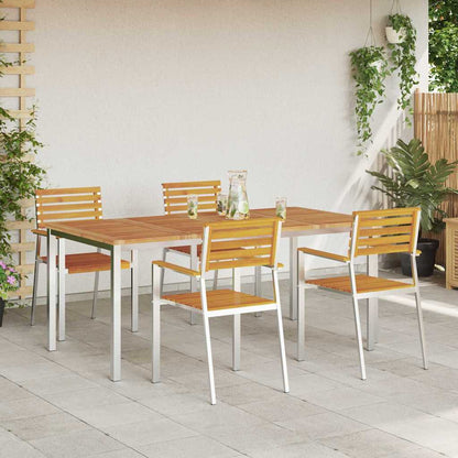 Garten Essgruppe 5 stk. Massives Akazienholz und Edelstahl