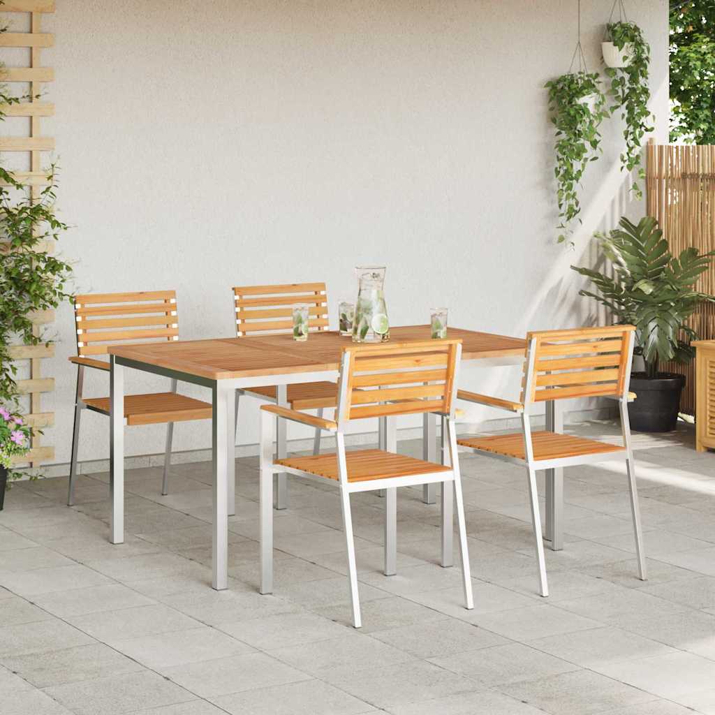 Garten Essgruppe 5 pcs Braun Massivholz Teak