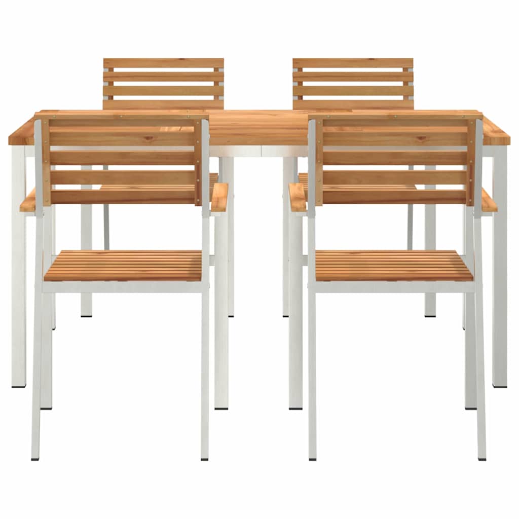 Garten Essgruppe 5 pcs Braun Massivholz Teak