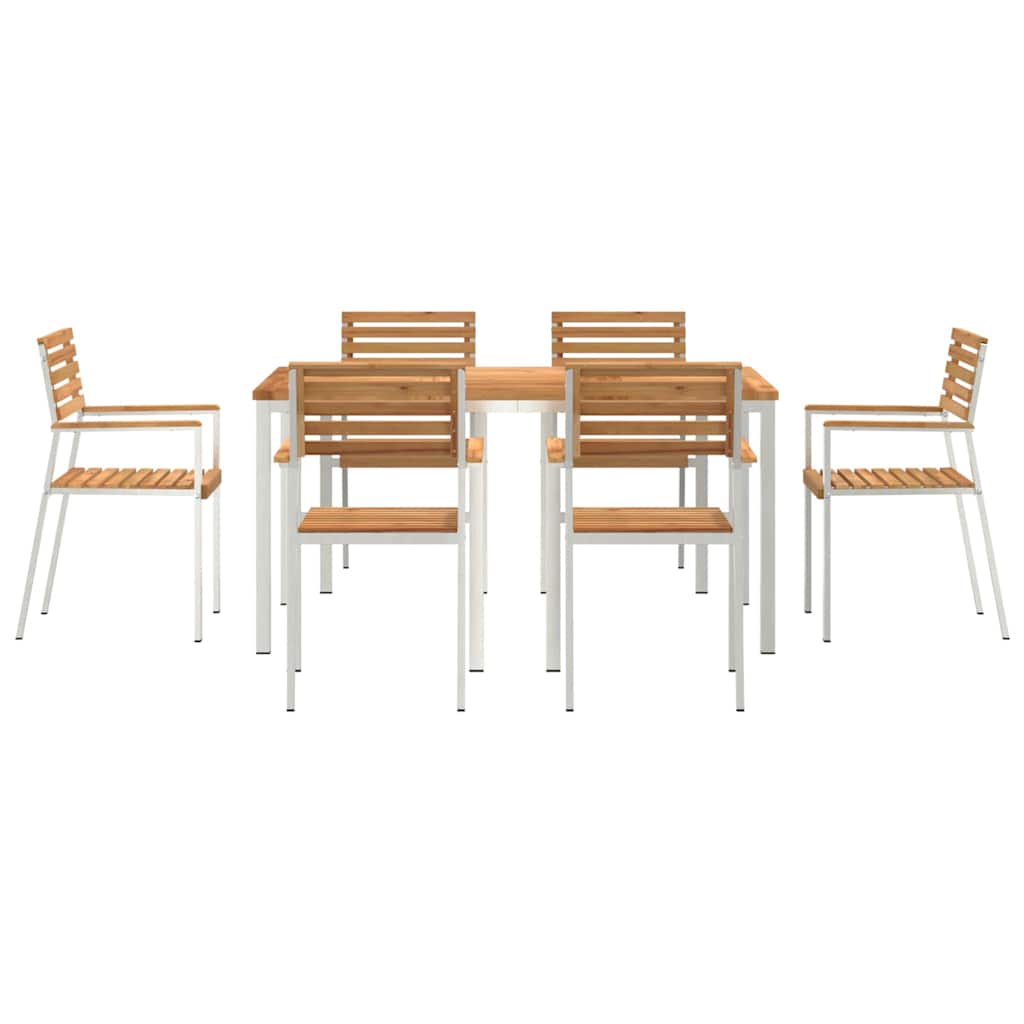 Garten Essgruppe 7 pcs Massives Teakholz und Edelstahl