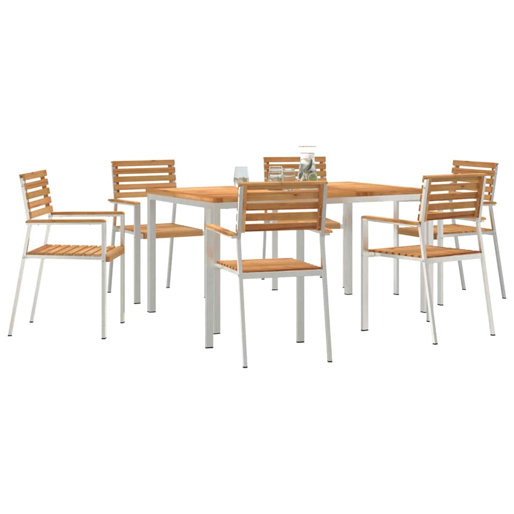 Garten Essgruppe 7 pcs Massives Teakholz und Edelstahl