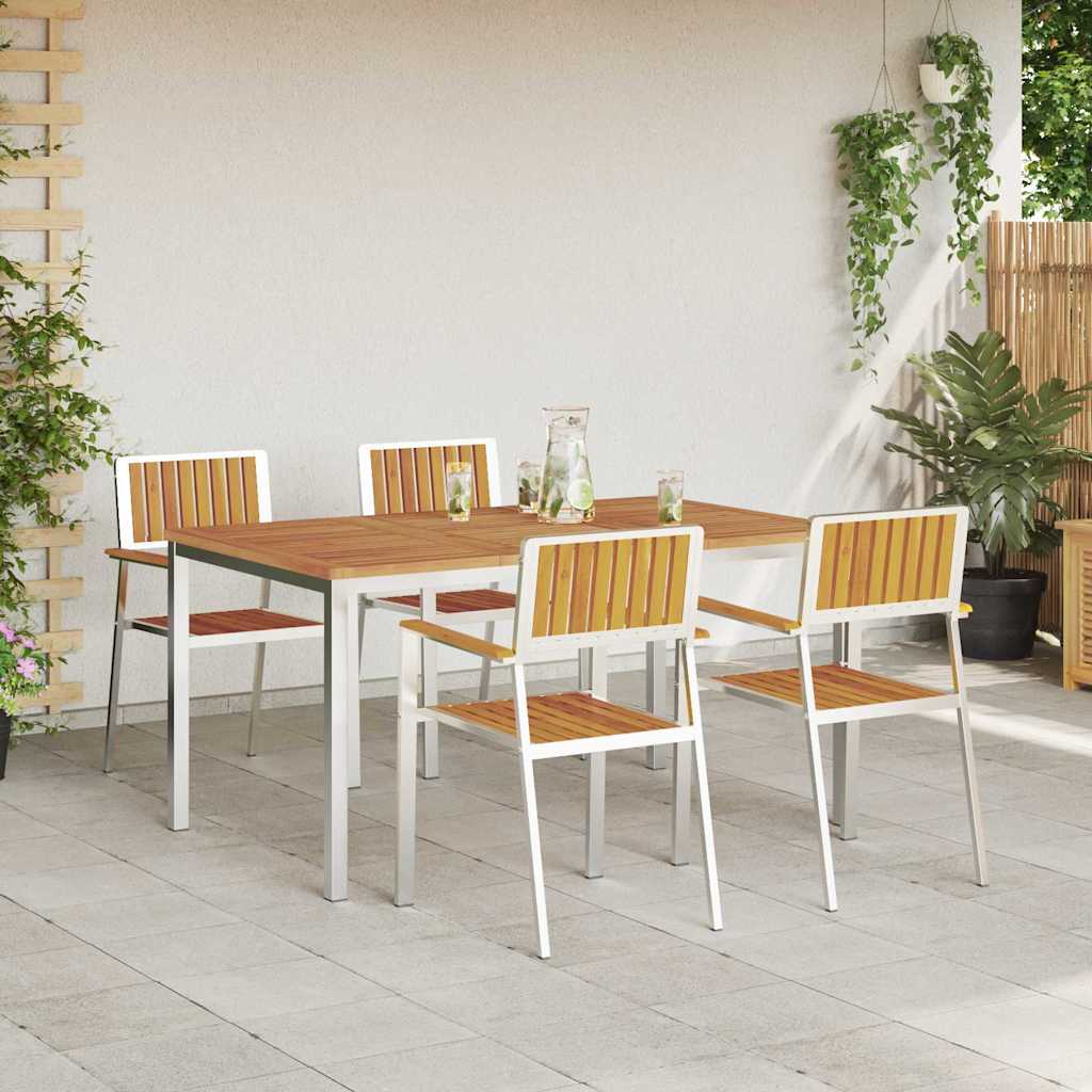 Outdoortisch-Set 5 pcs Braun Massivholz Akazie
