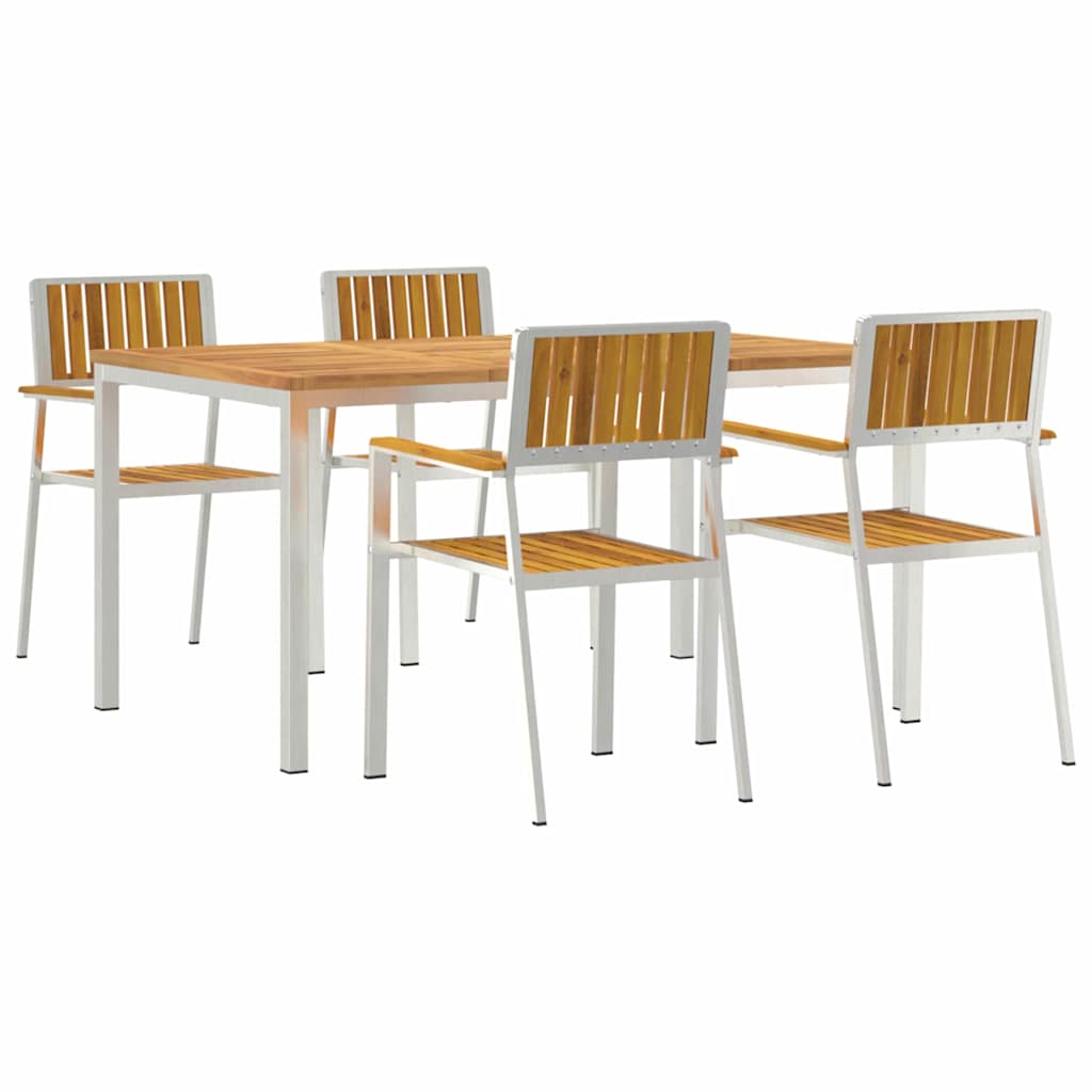 Outdoortisch-Set 5 pcs Massives Akazienholz und Edelstahl