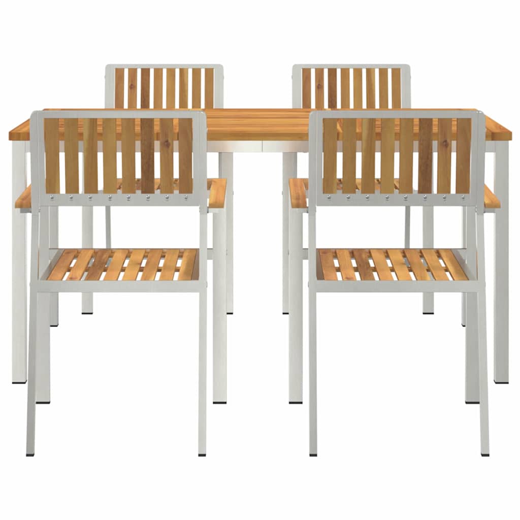Outdoortisch-Set 5 pcs Massives Akazienholz und Edelstahl