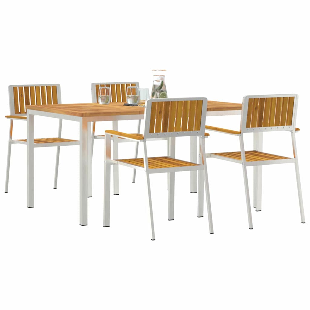Outdoortisch-Set 5 pcs Massives Akazienholz und Edelstahl