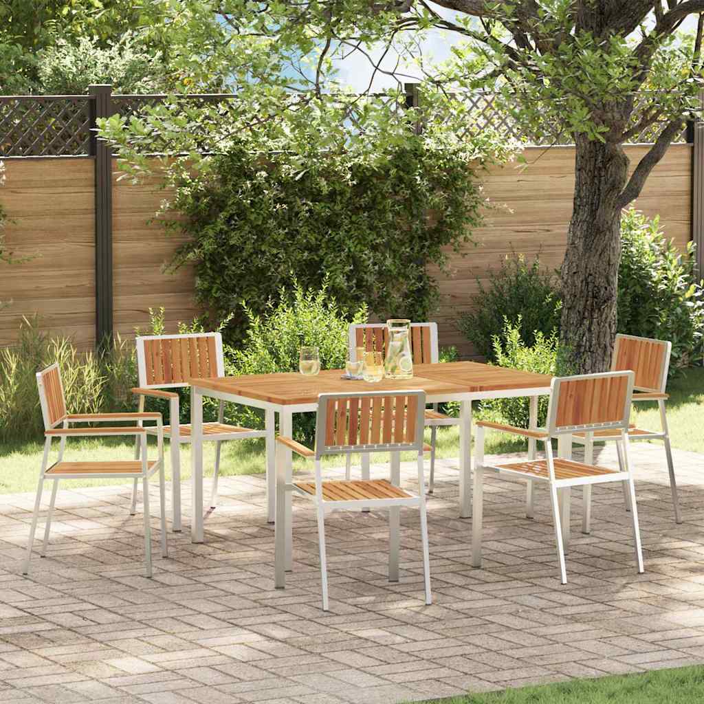 Outdoortisch-Set 7 pcs Massives Akazienholz und Edelstahl