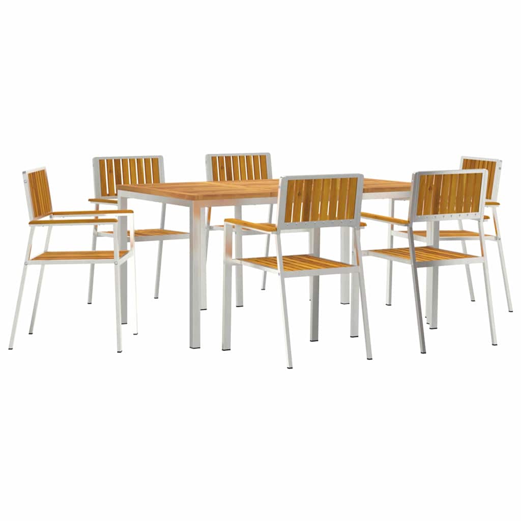 Outdoortisch-Set 7 pcs Massives Akazienholz und Edelstahl