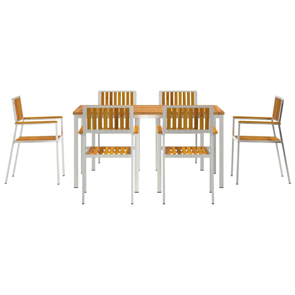 Outdoortisch-Set 7 pcs Braun Massivholz Akazie
