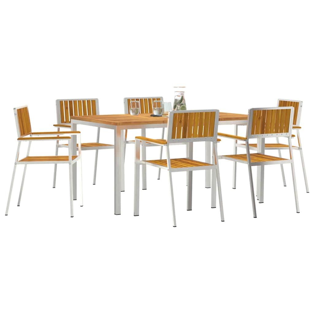 Outdoortisch-Set 7 pcs Braun Massivholz Akazie
