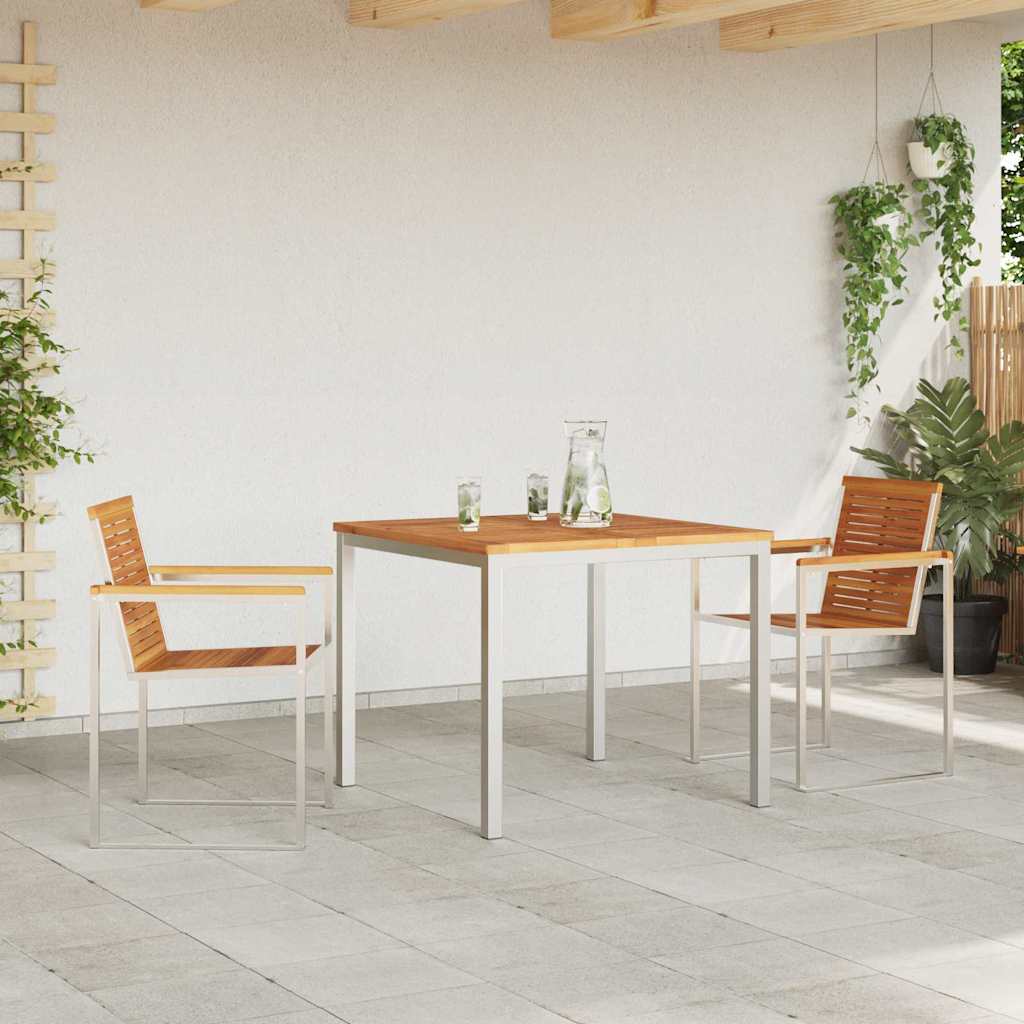 Garten Essgruppe 3 stk. Massives Akazienholz und Edelstahl