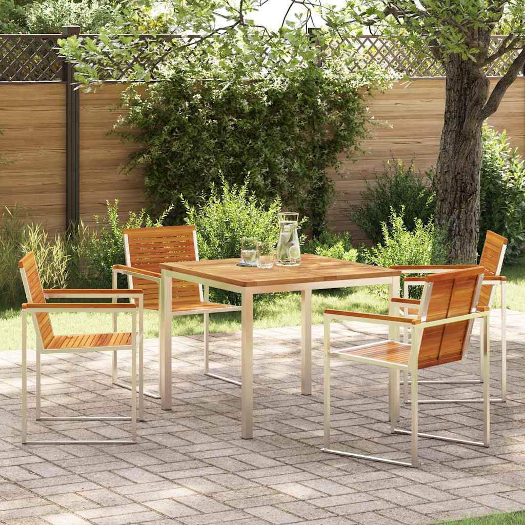Garten Essgruppe 5 pcs Massives Akazienholz und Edelstahl