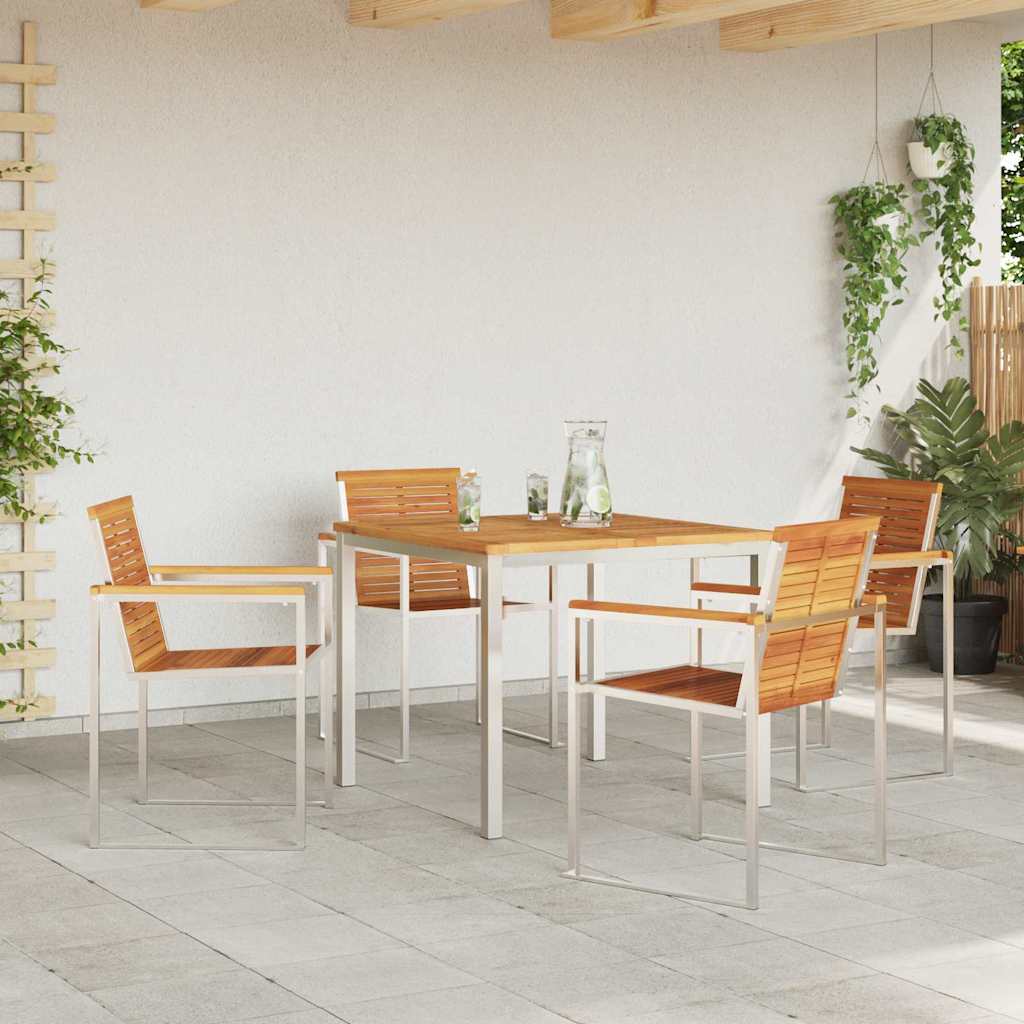 Garten Essgruppe 5 pcs Massives Akazienholz und Edelstahl