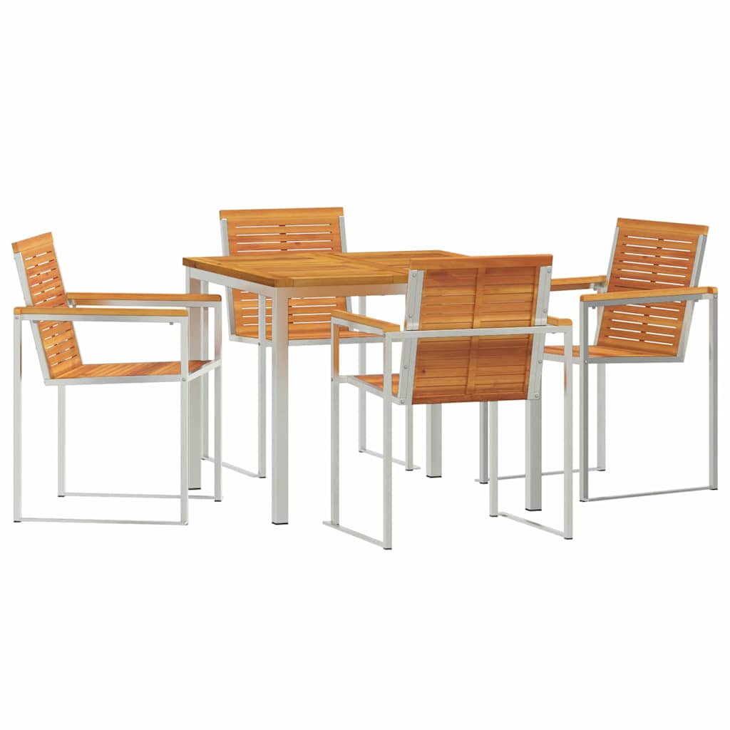 Garten Essgruppe 5 pcs Massives Akazienholz und Edelstahl